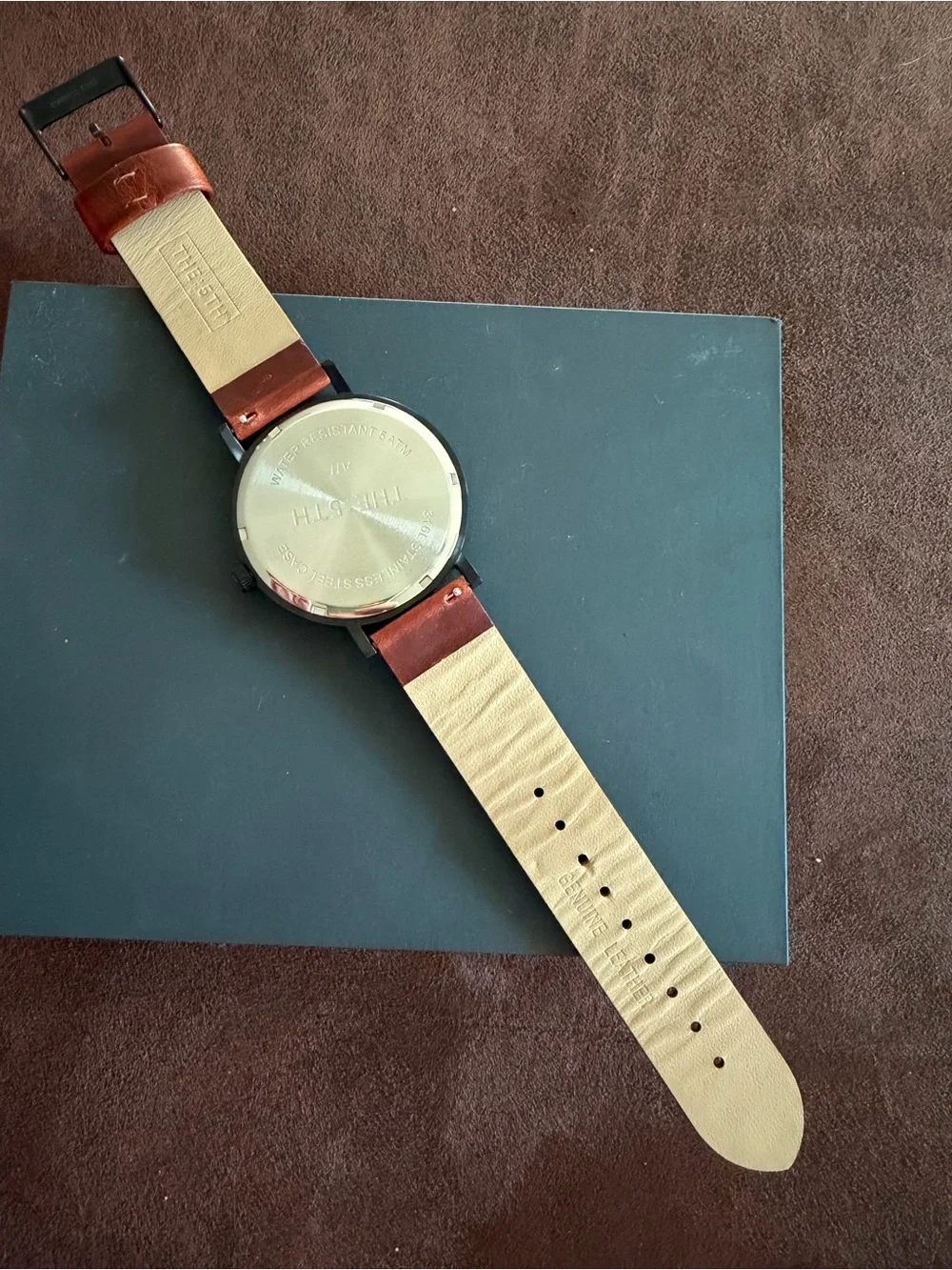 The 5TH Minimalist Black Dial Watch with Brown Leather Strap